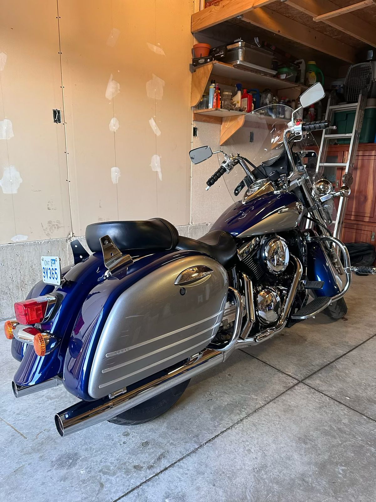 Blue motorcycle with ceramic coating